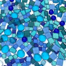 120g Blue Tone Mixed Shape Glass Mosaic Tiles, Assorted Asymmetric Square Stained Glass Pieces For Diy Mosaic Art Crafts, Home Decoration And Handmade Projects - A - View 8