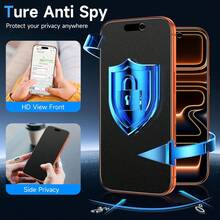 Yezodawee 3pcs Matte Privacy Screen Protector, With Auto-Installation Tool Kit, 9H Tempered Glass Privacy Screen Protector, Anti-Scratch, Anti-Fingerprint, Compatible With Phone Case, Dynamic Island Compatible, Full Coverage Screen Protector, With Dust Removal Tool Kit, Compatible With IPhone17/16/15/14/13/12/11/XS Max/XR Series - Black - View 2