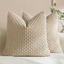 1 buah/2 buah Sarung Bantal Lempar Bergaris Bohemian (Isi Bantal Tidak Termasuk), Sarung Bantal Persegi Dekoratif Warna Polos Bahan Korduroi Lembut, Cocok Untuk Liburan, Sofa, Kamar Tidur, Tempat Tidur, Penggunaan Sepanjang Musim. - Krem - View 10