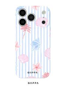 GIIPPA 1個淺藍色條紋背景海洋圖案設計手機殼，適用於Phone 17 Pro Max，相容於Phone 16 Pro Max、15 Pro Max、14 Pro Max，韓系高端時尚趣味手機殼，相容於11/12/13/14/15/16 Pro Max Plus，優雅設計男女皆宜，送女友的完美禮物，適合聖誕節、情人節、復活節、婚禮季和生日！ - 彩色 - 查看 1