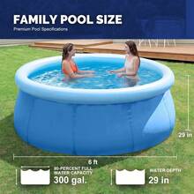 Inflatable Above Ground Pool, Outdoor Top Ring Blow Up Pool Easy Set - 藍色 - 查看 2