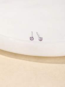 1 Pair 925 Sterling Silver Stud Earrings, Delicate Cartilage Spiral Ear Piercing Jewelry For Women, Suitable For Party, Daily Wear, Holiday And Birthday Gift - Silver - View 4