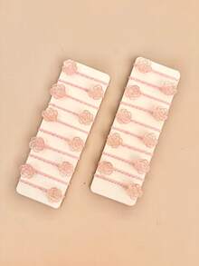 12pcs Random Light Pink Transparent Crystal Rose Hair Ties Set, Versatile Floral Hair Accessories For Girls, Daily And Holiday Wear - Multicolor - View 5
