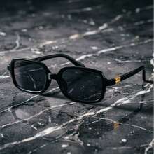 1 Pair Small Rectangular Frame Fashion Glasses, Suitable For Vacation, Travel, Sports, Driving, Festivals, Beach, Music Festival, Outing, Summer Accessories, Holidays, Family Outings, Elegant Dressing, Street Style Accessories, Sports, Party, Outdoor Activities, Street Look, Fishing, Summer Beach Vacation, Travel, Back To School Season Collegiate Style. Rectangular Frame - Black - View 2