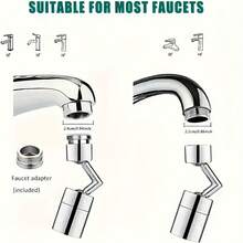 Sprayer Fittings, 720 Degree Rotating Aerator Fittings, Adjustable Kitchen Faucet Head, Water Saving Extension Nozzle For 2.21-2.39 Cm Pipe Diameter, Adapter Included - A - View 8
