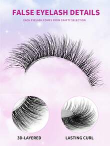 ENCHUW 5 Pairs Clear Stem Strip False Eyelashes, Fluffy Natural Style, Thin Lightweight Short Invisible 3D False Eyelashes - 黑色 - 查看 2