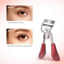 Rizador de pestaas para levantar y rizar, herramienta profesional de maquillaje de acero inoxidable con ergonmico y 6 almohadillas de repuesto para resultados duraderos. - Rojo - Ver 3