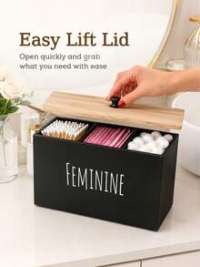 Aesthetic Tampon Storage Box With 3 Slots Anti Dust Cover Premium Multifunctional Bathroom Storage Box For Housewives Handy Jewelry Organzierhair Accessories Organaizer To Hold Makeup Pads Travel Essential Home Decor Bathroom Accesssories - View 1