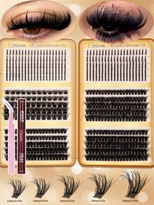 ISEEN 560pcs False Eyelashes Set, DIY Eyelash Tool Kit, Cluster Eyelash Extension Set, Individual D Curl Eyelash Set, Includes Eyelash Glue And Sealer, Eyelash Tweezers For Personal Use - Black - View 7