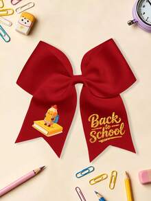 1pc Back To School Cartoon Pencil Print Large Bow Hair Clip, Preppy Style Ribbon Hairpin, Sweet Student Hair Accessory For Girls - Books and Pens - View 15