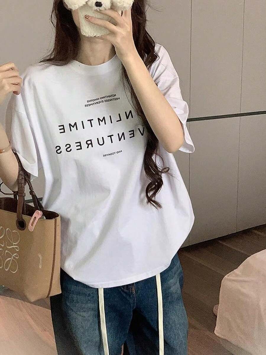 Summer Cotton Women's New Casual Joker Fashion T-Shirt With Round Neck And Short Sleeves - White - View 1