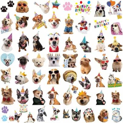 Tatuajes de perro para nios, 60 piezas de tatuajes temporales con temtica de cachorros para decoracin de fiestas de cumpleaos, pegatinas de tatuajes falsos de animales Q852