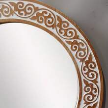 2D1pc White Green Floral Border Wall Mirror | Acrylic And Wood, Polished Surface, Wall-Mounted Decorative Mirror, Suitable For Hallway, Living Room, Bedroom, Bathroom, Home Decor - Multicolor - View 4