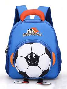 Student Backpack New Cartoon Pattern Football Print Shoulder Bag Small School Bag Lightweight Comfortable Fashion Backpack - Sapphire Blue - View 12