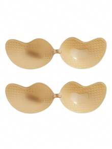 1/2 Packs Pleated Peach Shape Self-Adhesive Bra, Seamless Invisible Backless Lifting Nipple Covers For Wedding Evening Dresses - Multicolor - View 29