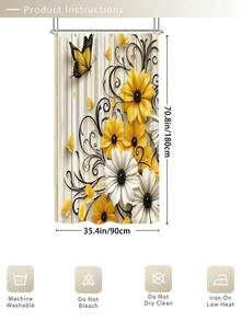 1/3/4件組復古花卉蝴蝶浴室套裝，防水耐用配件，附12個掛鉤－包含馬桶蓋墊、浴室地墊與地毯－塑膠布料－可水洗、防霉－適合節日裝飾、居家/臥室/住宅/西式/夏季裝飾 - 向日葵 - 查看 15