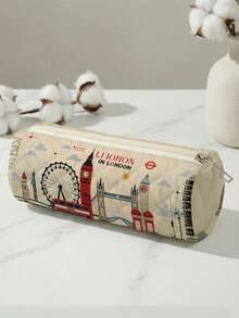 1pc, Text, London, Turtle Pattern Printed Large Capacity Pencil Case, Pencil Bag, School Storage Bag, Storage Box, Suitable For Girls And Boys Students, Back To School Gift, Holiday Gift - Multicolor - View 3
