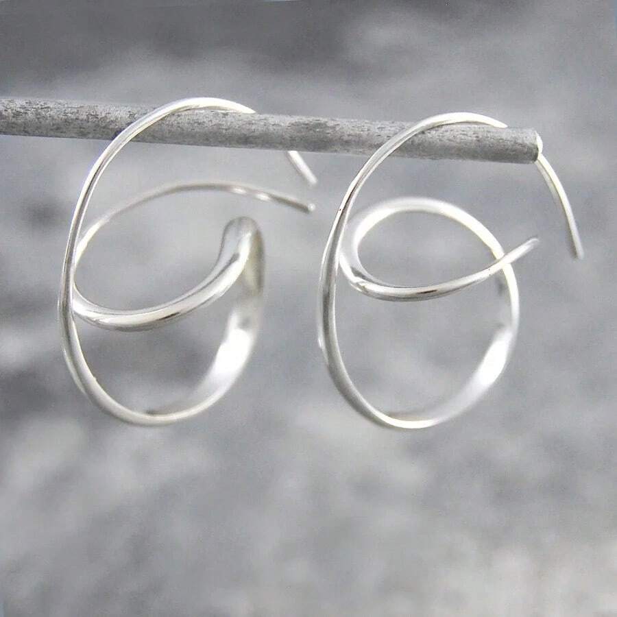 Gmzalx Perfect Holiday Gift For Her: Vintage Swirl Earrings, Lightweight Handmade, Thoughtful Choice For Mother, Wife And Close Friend - Silver - View 1