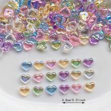 300pcs Acrylic 8mm Transparent AB Cute Mini Heart Flat Back Nail Art DIY Scrapbook Accessories Crafts - Color - View 2