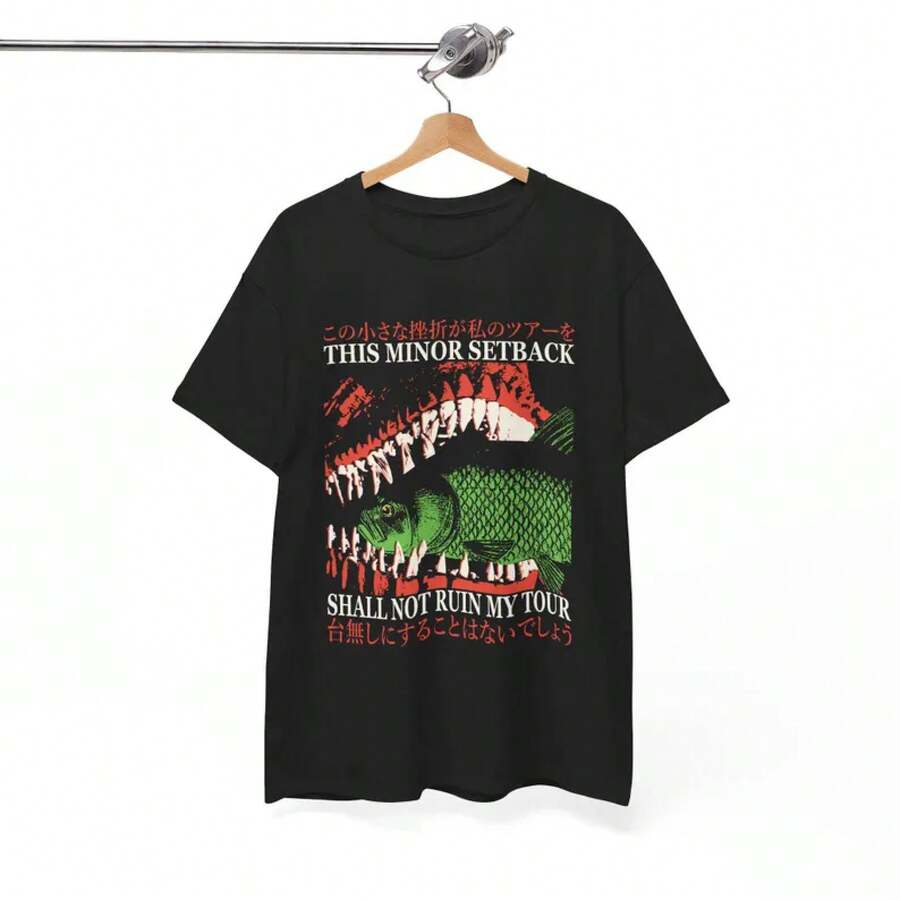 Camiseta Vintage Japonesa De Minor Setback Fish - Negro - Ver 1