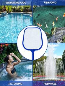 1 pieza Red de limpieza de piscina, rastrillo de piscina y red de desnatado profundo, red de alta densidad, red de desnatado de piscina, pértiga desmontable, adecuada para limpiar piscinas, estanques de peces, jacuzzis, spas y fuentes, pértiga estándar - multicolor - Ver 3