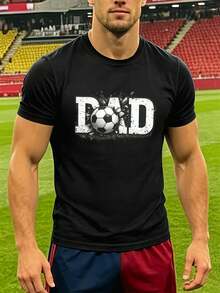 Men's "Soccer Dad" Graphic T-Shirt, Made Of High-Quality Cotton, Crew Neck, Comfortable Fit And Unique Graphic Print. - Black - View 2