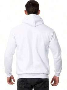 Moletom Canguru Basico Blusa de Frio Com Capuz Hoodie Masculino Feminino Streetwear Vibes Moda Inverno - Branco - Visão 5