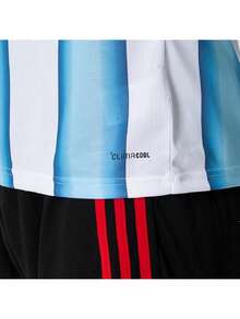 Adidas 男士運動T恤 & 背心 AFA H JSY D 日常舒適運動藍白條紋足球球衣短袖 JM8396 - 白/冰晶藍/淡藍 - 查看 6