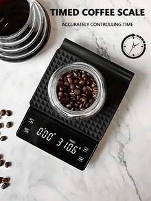 Báscula electrónica de alimentos de 3kg, medición de alta precisión, panel de pantalla digital LED, báscula de cocina con conversión de unidades, función de temporizador y función de tara, adecuada para cocina, granos de café, cocina (baterías no incluidas). - Báscula de cocina - Ver 3