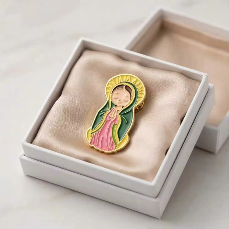 1|2pcs Funny Cartoon Jesus Drinking Coffee Brooch, 2pcs Cartoon Religious Enamel Badge, Suitable For Backpack - B - View 6