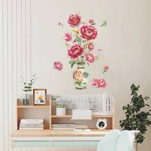Adesivi da parete con vaso di fiori ad acquerello, farfalla e pianta verde in vaso, decorazioni murali per camera da letto, sala giochi, soggiorno e decorazione della casa - fiore - Visualizzare 3