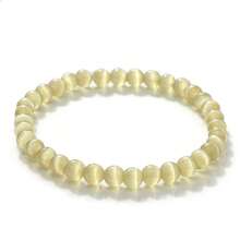 1pc 6mm Cat Eye Stone Bead Bracelet, Multicolor Round Stone Beads Elastic Bangle, Minimalist Fashion Women's Couple Daily Wear Gift - 6mm Cat's Eye - View 16