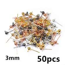 50pcs 3/4/5mm Ball Stud Earring Basic Pins Stoppers Connector For DIY Jewelry Making Accessories Supplies - Ball Stud Pins - View 24
