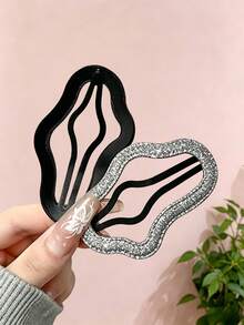 3/6pcs/Set Y2K Star & Cloud Glitter Hair Clips, Premium Minimalist Hair Accessories, Star, Cloud, Square 3 Shapes With Black & Silver Color Matching, Surface With Subtle Glittery Luster, Full Vintage Vibe - Suitable For Women And Girls, Perfect For Daily Wear, Vacation, Party, Graduation Season,Hair Claws - Multicolor - View 6