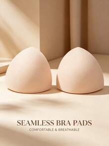 1 Pair Thickened Triangle Sponge Bra Pads, Sports Bra Insert Pads, Thickened Design For Full Shaping, Triangle Shape Fits Cup And Doesn't Shift Easily, Suitable For Sports Bras, Yoga Wear, Regular Bras, Comfortable & Confident - Apricot - View 4