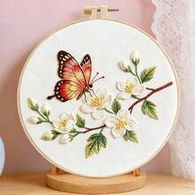 Mori Style Natural Floral & Bird Embroidery Spring Swallow Butterfly Flower Beginner DIY Handmade Embroidery Kit Versatile For Living Room & Entryway - Multicolor - View 5