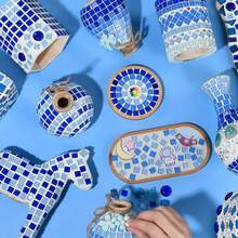 120g Blue Tone Mixed Shape Glass Mosaic Tiles, Assorted Asymmetric Square Stained Glass Pieces For Diy Mosaic Art Crafts, Home Decoration And Handmade Projects - A - View 10