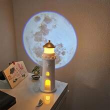 LED Lighthouse Night Light, Rechargeable Motion Sensor Moonlight Projector Lamp, Timer Dimmable Ambient Light, Creative Desktop Decorative Lamp, Suitable For Bedroom, Living Room, Study - Lighthouse - View 5