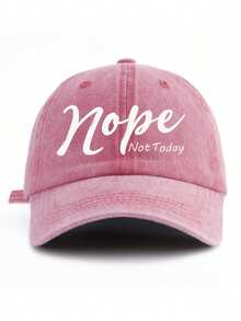 1件復古水洗棒球帽，印有字母口號「Nope」，可調節後背帶，透氣柔軟彎曲帽簷，爸爸帽，防曬帽，中性款，戶外 - 沒有 - 查看 7