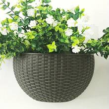 現代塑膠壁掛式花盆 - 仿藤編半圓形花籃免鑽孔裝飾植栽盆 室內外花園水耕容器 - B - 查看 34