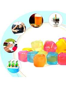 1/12/24pcs Reusable Plastic Ice Cubes, Washable And Freezable Ice Cubes, Suitable For Coffee, Bar Parties And Holiday Celebrations - Christmas, Easter, Thanksgiving, Back To School - Multicolor - View 6