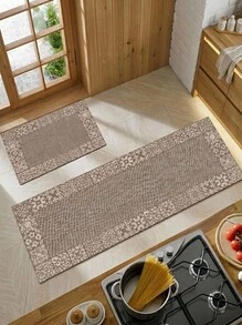 Cirelle 1pc Linen-Color Silicone Kitchen Mat Carpet, All-Season Anti-Fatigue, Soft & Comfortable, Anti-Slip & Anti-Fall, Absorbent & Quick-Drying, Easy To Clean, Wear-Resistant, Fit For Kitchen, Dining Room, Entrance, Laundry Room, Hallway, Bathroom,  Etc. - Multicolor - View 3