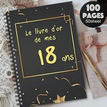 1pc Aesthetics French Guestbook Spiral Notebook Journal,Guest Book Keepsake Wildflowers Theme For Special Event,Messages For Celebration And Birthday, 18th Birthday Guest Message Blessing Book,Anniversary Or Reception,Guest Sign In Book - A - View 1