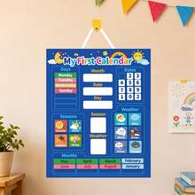 hoojojo 1 Set Blue Calendar Felt Wall Chart, Behavior Reward Wall Chart, Decorative Wall Chart, Interactive Classroom Teaching Prop, Back To School Essential, Suitable For Classroom And Office - Multicolor - View 4