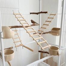 小型至中型鸚鵡適用彈性攀爬梯，適合虎皮鸚鵡、情鳥、牡丹鸚鵡及其他小型至中型鸚鵡，柔軟珠飾籠用攀爬梯，鸚鵡籠吊橋鞦韆裝置，鸚鵡玩具，鳥籠配件，智能鳥類用品 - 經典直梯 - 查看 5