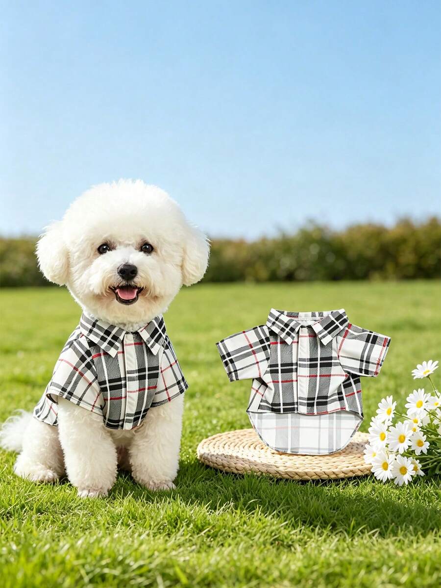 Kemeja Hewan Peliharaan Gaya Inggris Kotak-kotak Slim Fit Bahan Polyester, Cocok untuk Kucing dan Anjing Kecil hingga Sedang, Atasan Kasual Musim Panas, Tidak Cocok untuk Anjing Besar, Ukurannya Kecil, Disarankan Membeli 1-2 Ukuran Lebih Besar dari Biasanya