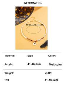 imoli 1 pièce/Collier pendentif fantôme en perles de lettres acryliques d'Halloween, convient pour une fête effrayante et mignonne, accessoire de costume d'Halloween, bijou - 27134-2-couleurs - Voir 13