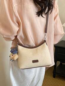 Women's Large Capacity New Fashion Versatile Shoulder Crossbody Bucket Bag With Texture - Beige - View 6