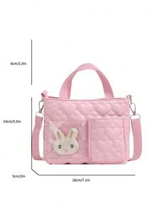 Korean Style Cute Cartoon Rabbit PU Leather Shoulder Bag, Sweet Heart Design Handbag, Teen Crossbody Bag, New Embroidered Bag - A - View 3