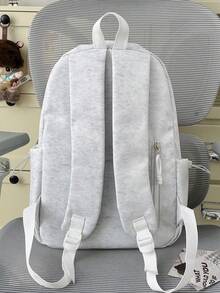 極簡字母刺繡後背包，適合青少年男女，書包，多功能校園日常使用包，開學季吸睛款式 - 多色 - 查看 5
